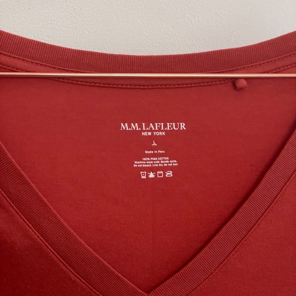 MM LaFleur Asher T-Shirt Long Sleeve V-Neck Pima Cotton in Sunset Color - Picture 3 of 5